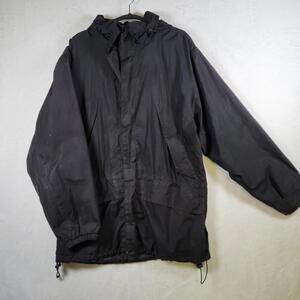 Lands'‎ End Unisex Full Zip Hooded Jacket Windbreaker Black Medium 38-40
